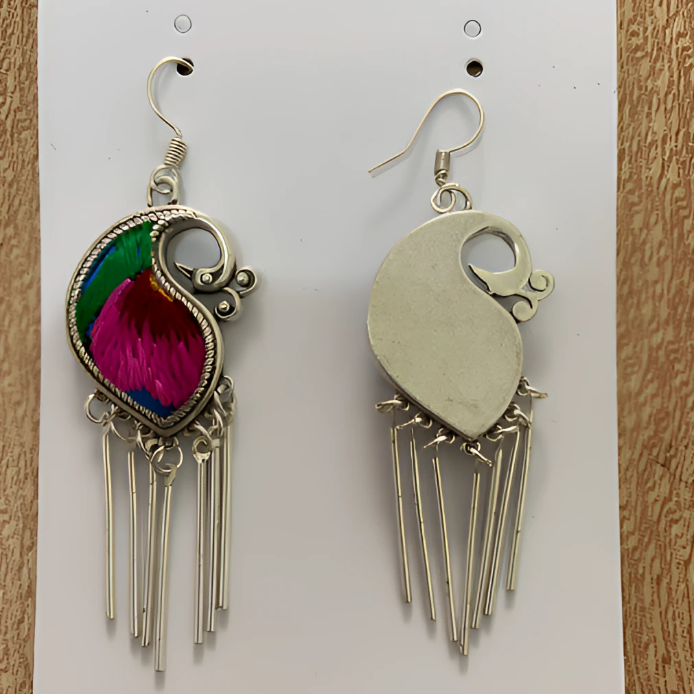 贵州苗族苗绣新中式民族风非遗纯手工苗族刺时尚国潮绣精美耳饰