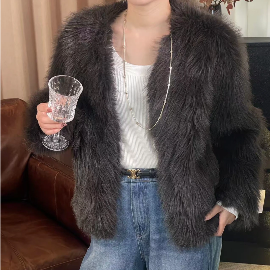 2024年秋冬新款皮毛一体外套女冬季棉服高级感环保毛毛现货