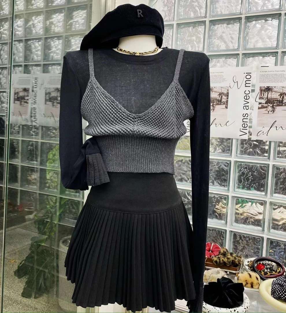 细密羊毛呢百褶半裙Q0023