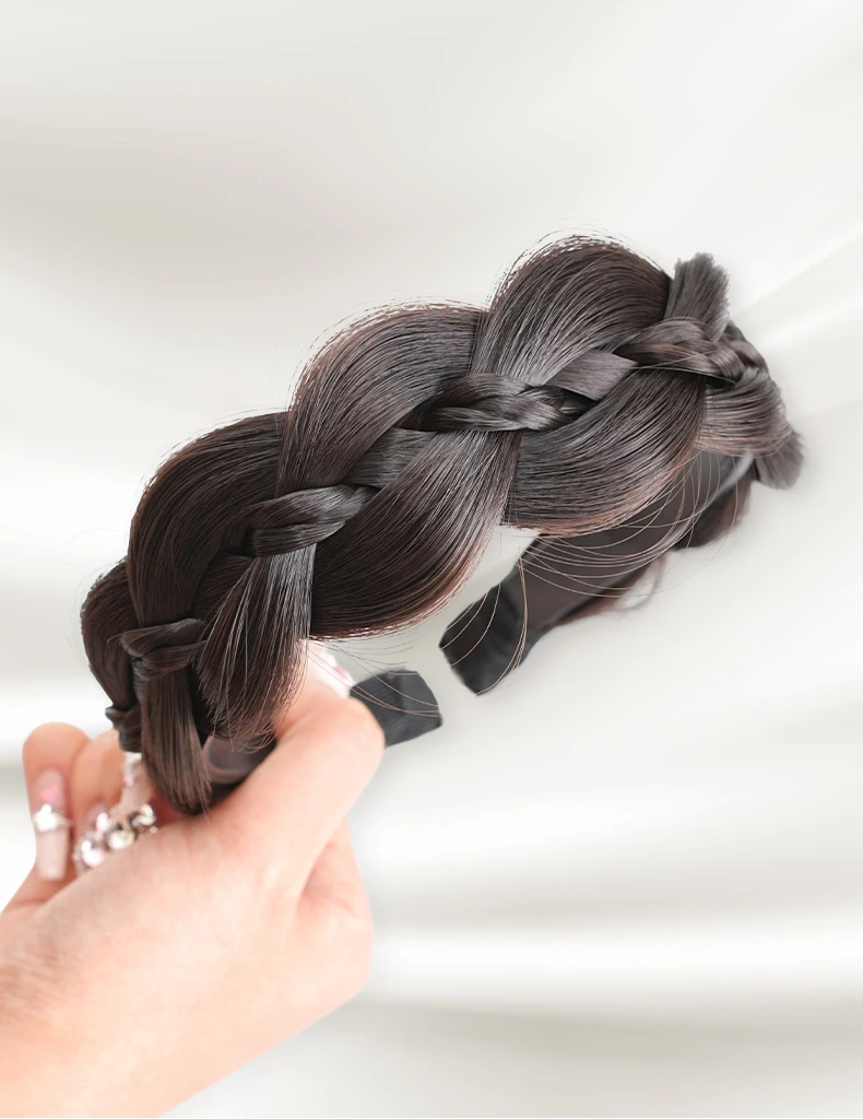 洋气防滑宽边夹心艺术款麻花鱼股辫假发发箍新款发卡带齿防滑日常