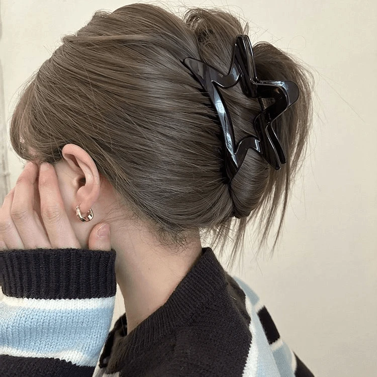 Busan韩风ins复古黑茶色大号抓夹发饰简约气质盘发鲨鱼夹发夹头饰
