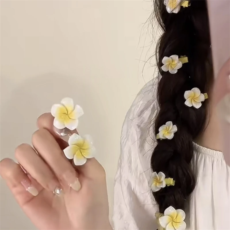 春日可爱少女风氛围感鸡蛋花发夹甜美碎发夹鸭夹度假风刘海夹