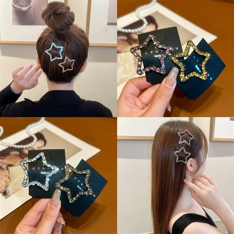 铁合金发饰 气质款星星闪闪发夹网红边夹刘海夹后脑勺超仙女头饰