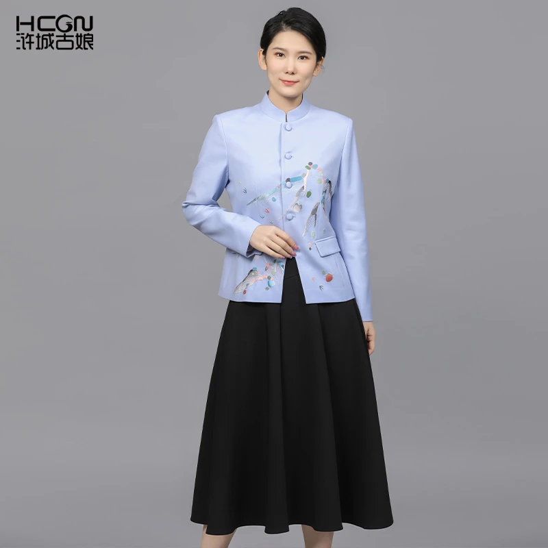 【绵羊毛】中式早春漂亮重工刺绣花减龄显瘦气质女岫丽外套DMT18922