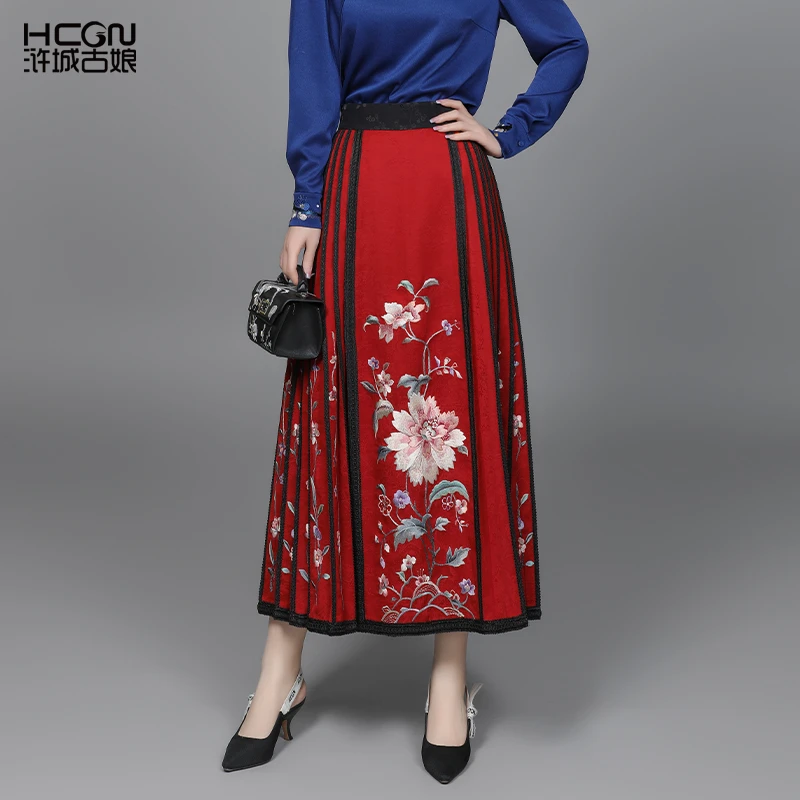 浒城古娘国风中式香祖马面裙重工刺绣花气质百搭女长款ACL19706