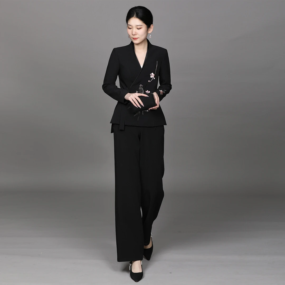 新中式国风女装高级感梅竹戏雀套装气质两件套ACL181063+ACL19721