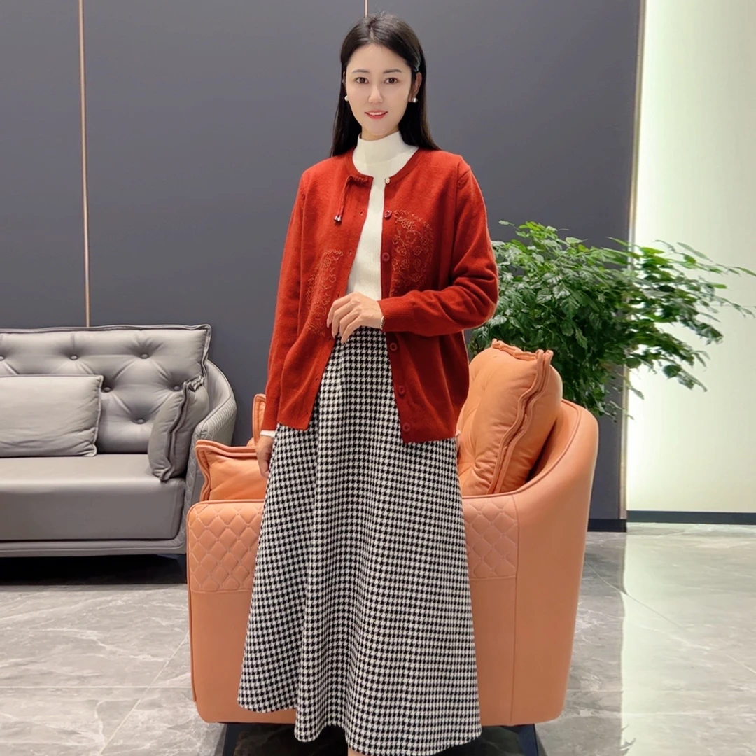 中国风针织百搭气质舒适居家秋季新款长袖圆领上衣开衫WG101598