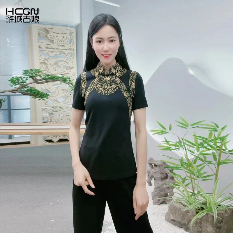 夏罗马棉精致刺绣修身显瘦舒适锦苑阁罗马套装22B18329+22B19296