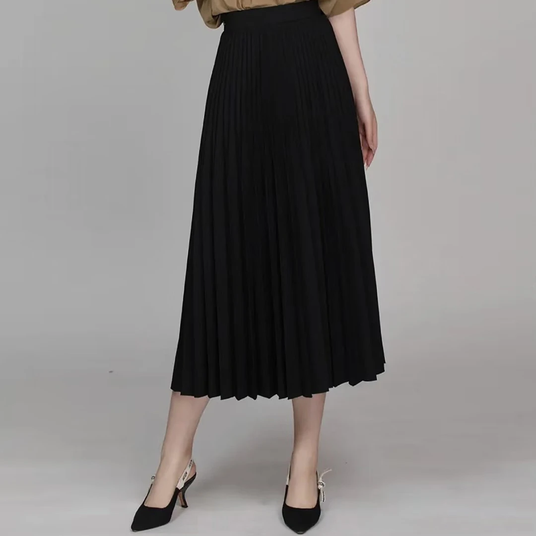 中国风压褶显瘦气质百搭纯色女士半身裙新款A字半裙WG1023137