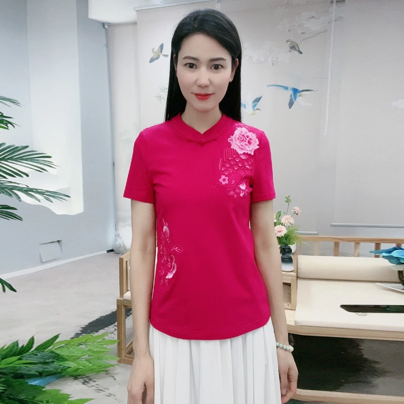 浒城古娘中式休闲花简约风百搭通勤打底女士锦华中式上衣BMT18787