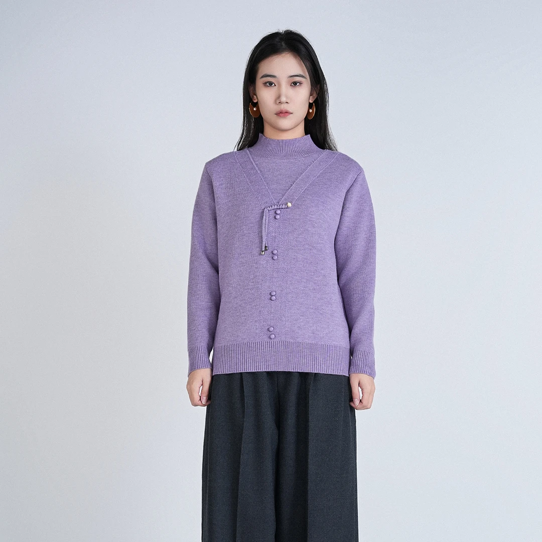 中国风高领长袖针织上衣百搭气质内搭女保暖秋冬通勤上衣WG102713