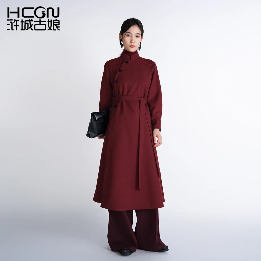 中国风绵羊毛复古春秋长袖中长款清澜女士气质显瘦连衣裙CCL11568