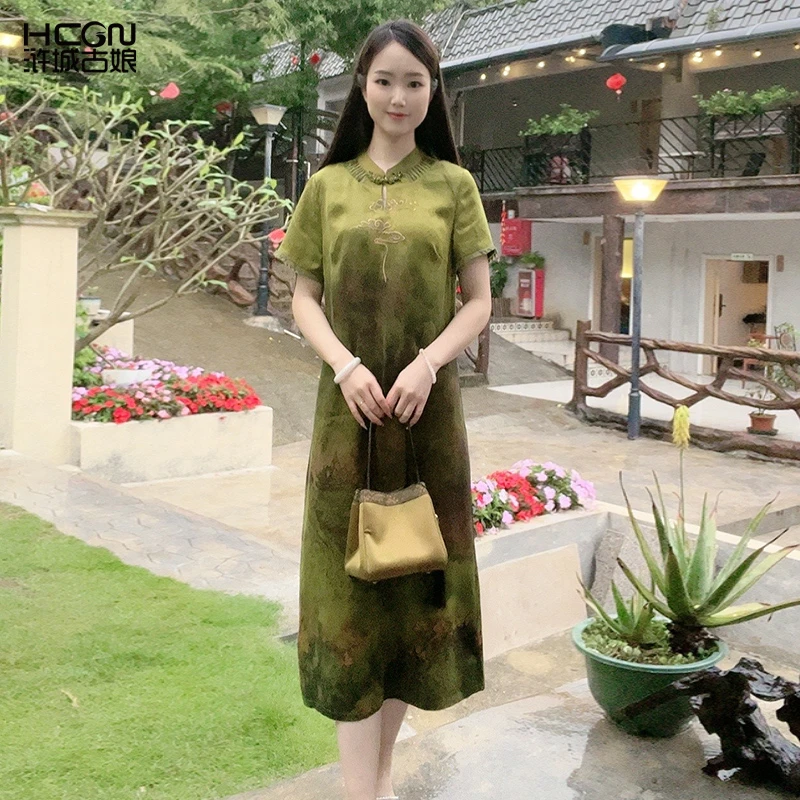 五一出游高贵上档次女装夏天中长款小裙子中国风连衣裙-WS050171