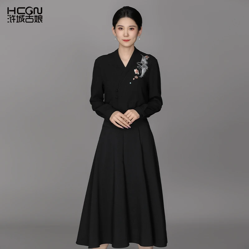 【醋酸】中国风精致刺绣V领宽松复古气质轻奢盘扣梦溪衬衫ACL18990