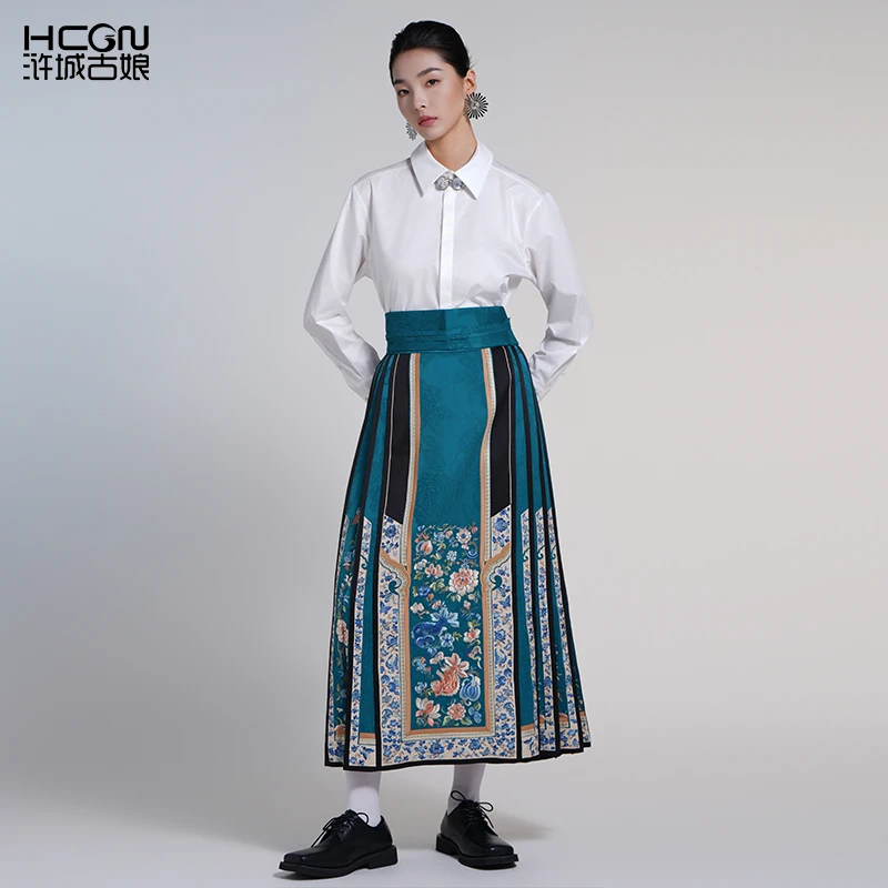 hcgn/浒城古娘棉质中国风刺绣长袖职业白色百搭萧竹衬衫CMT18872