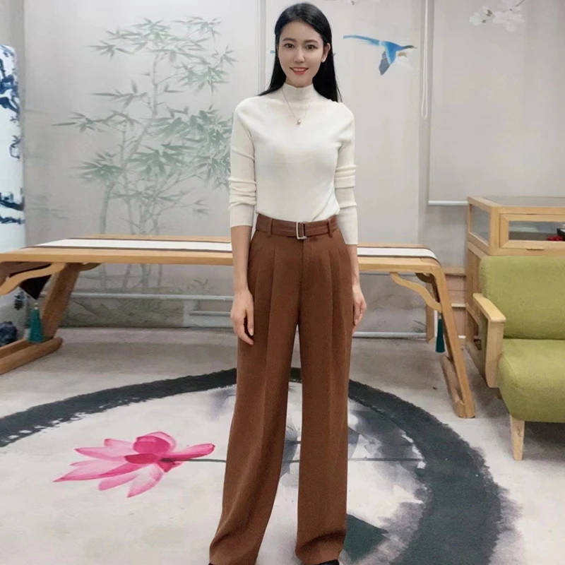 浒城古娘秋季修身显瘦高腰百搭时尚气质优雅女士休闲裤-WK1015161