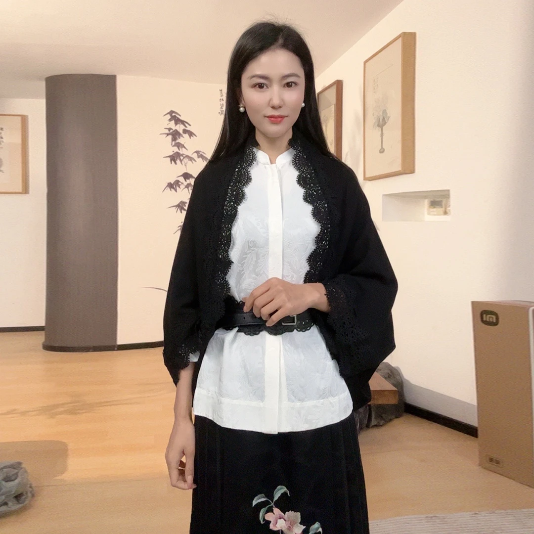 中国风百搭简约针织秋冬女士时尚保暖纯色气质披肩WG102539