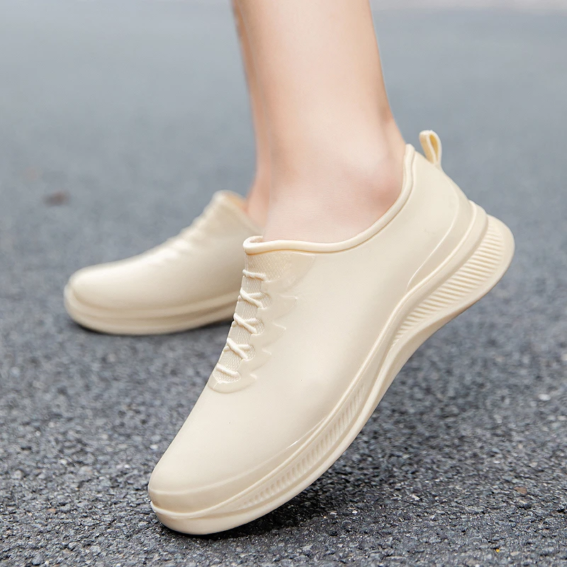 女士时尚低帮雨鞋厨房厨师鞋平底防水鞋防滑工作胶鞋休闲软底透气