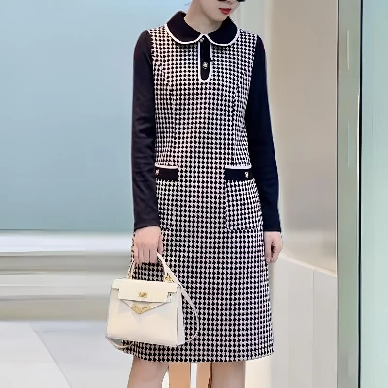 5086#【木兮兮专属】2024秋冬季新女气质显瘦百搭修身中长款连衣裙