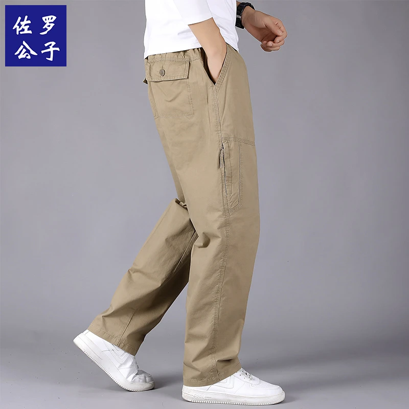 佐罗公子直筒休闲裤纯棉裤子工装长裤中年男士大码宽松男裤工装裤