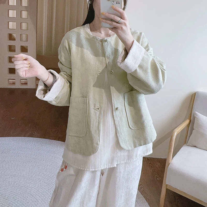 【白露】春季新品提花棉质双面穿国风外套开衫 51770