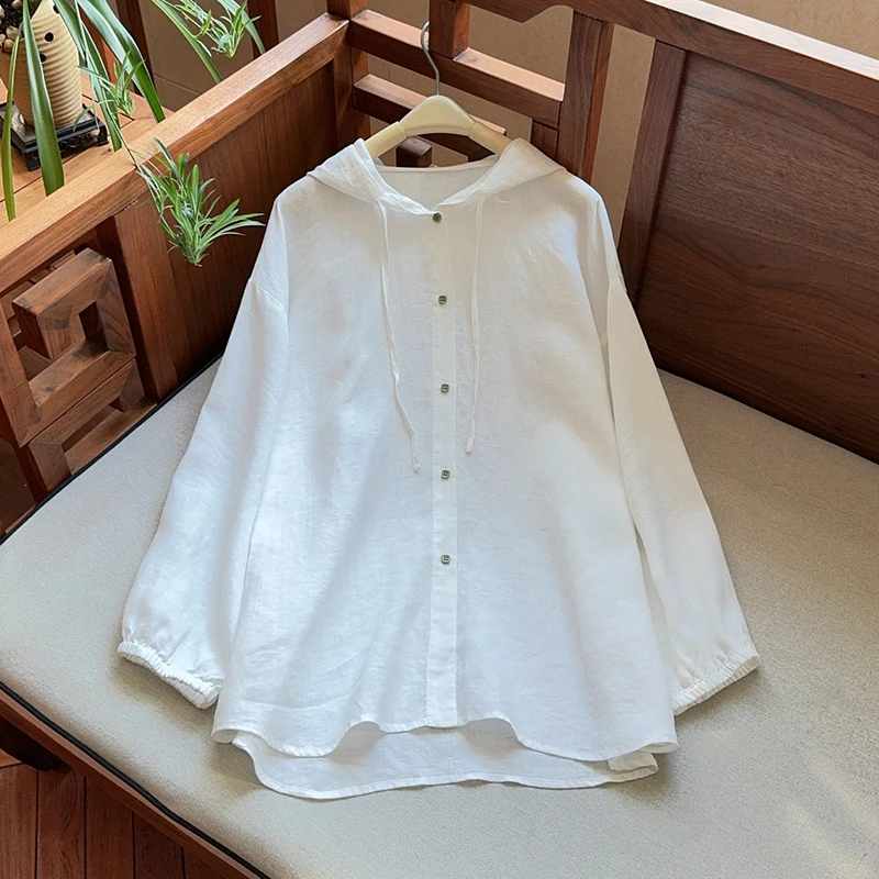 【连帽休闲款】春夏防晒百搭麻料简约设计开衫外套 51634