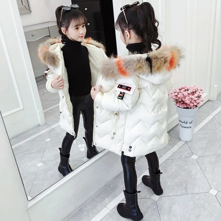 女童棉衣2024新款中大童外套冬季儿童中长款棉服洋气小女孩棉袄潮