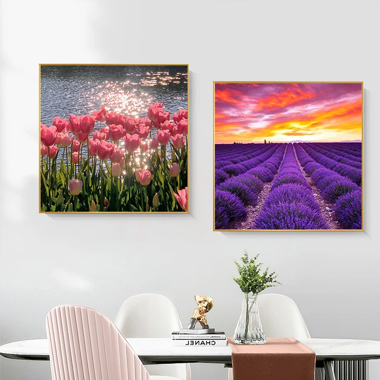 DC/蒂彩ins风郁金香花海手工DIY钻石画北欧客餐厅装饰花卉挂画