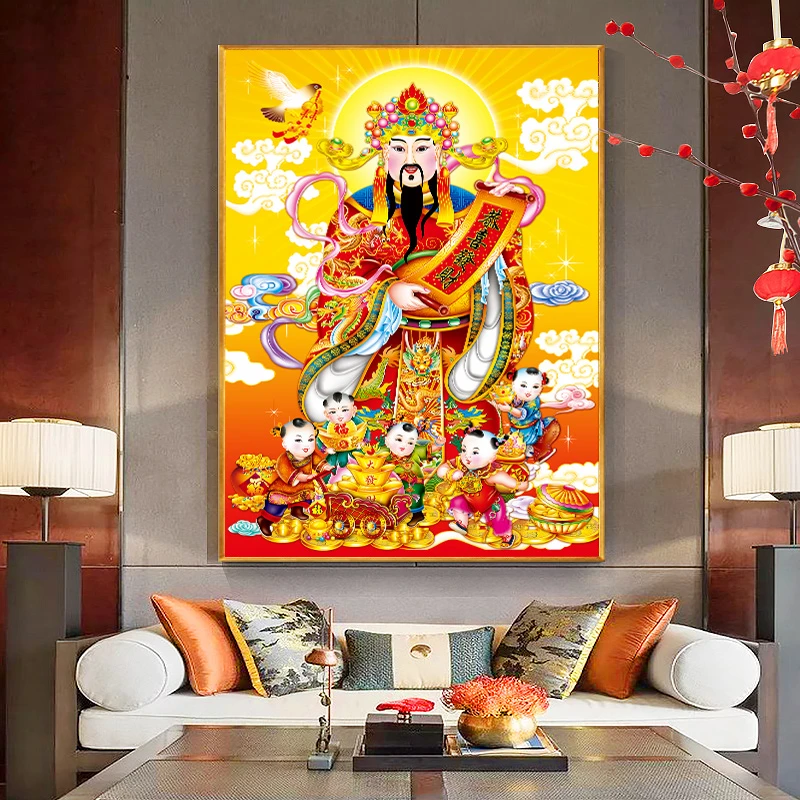 DC/蒂彩【财神五童子】新款满钻手工Diy十字绣升级版钻石画挂玄关