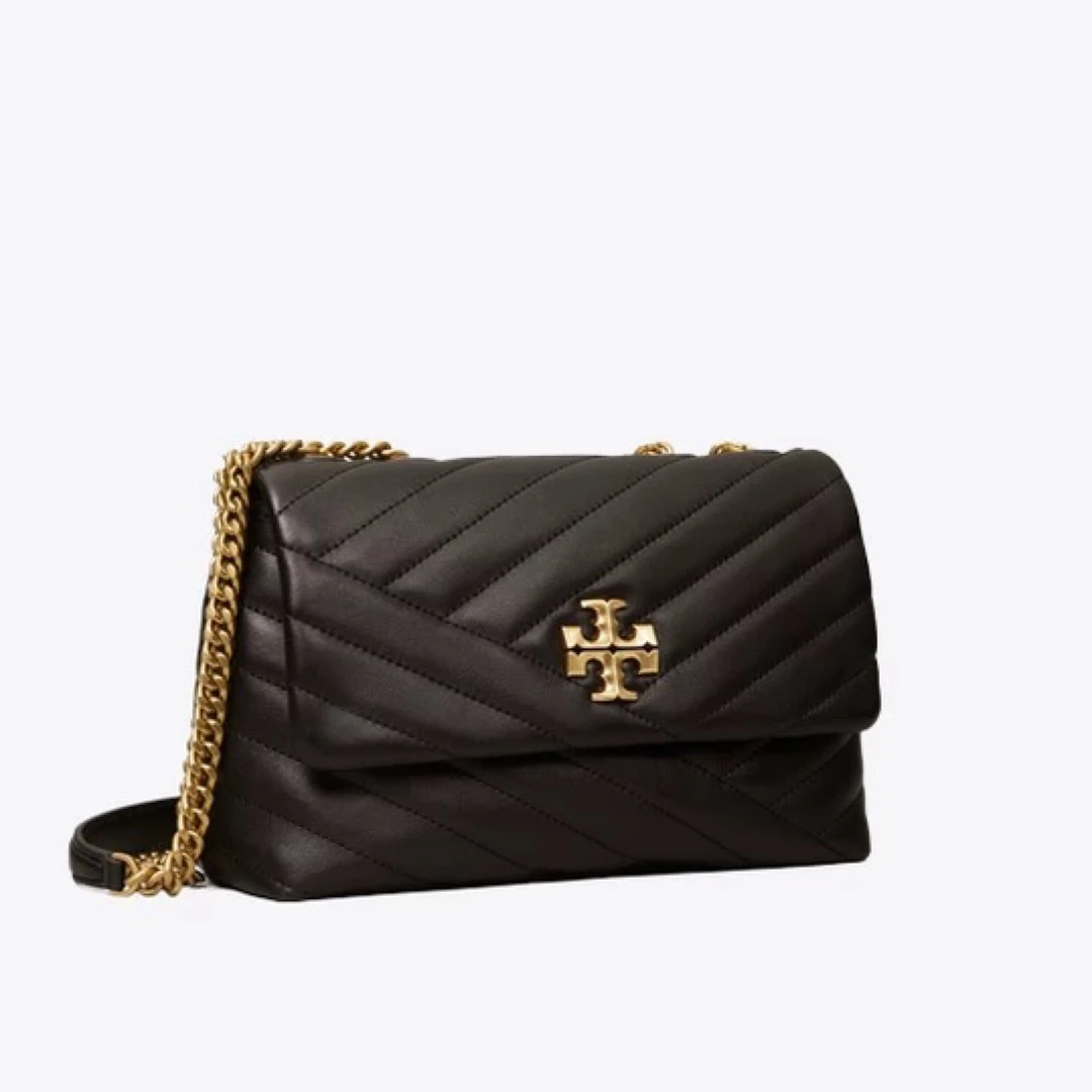 全新未使用 TORY BURCH/汤丽柏琦 KIRA小号黑色格菱纹链条包