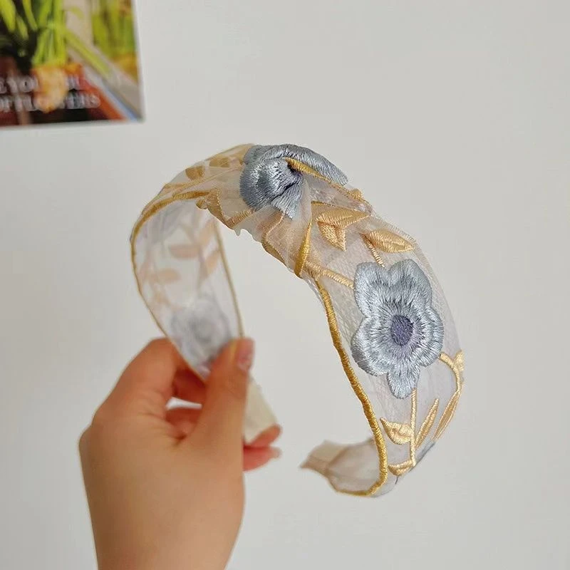 2024新款民族风棉麻刺绣碎花新中式发箍跨境蝴蝶结发夹头箍发饰s