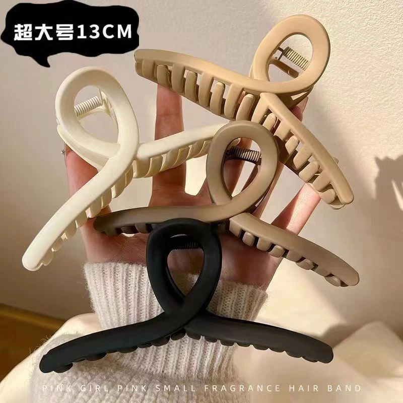 秋冬新款超大号高级感磨砂抓夹法式复古鲨鱼夹发夹高颜值夹子头饰