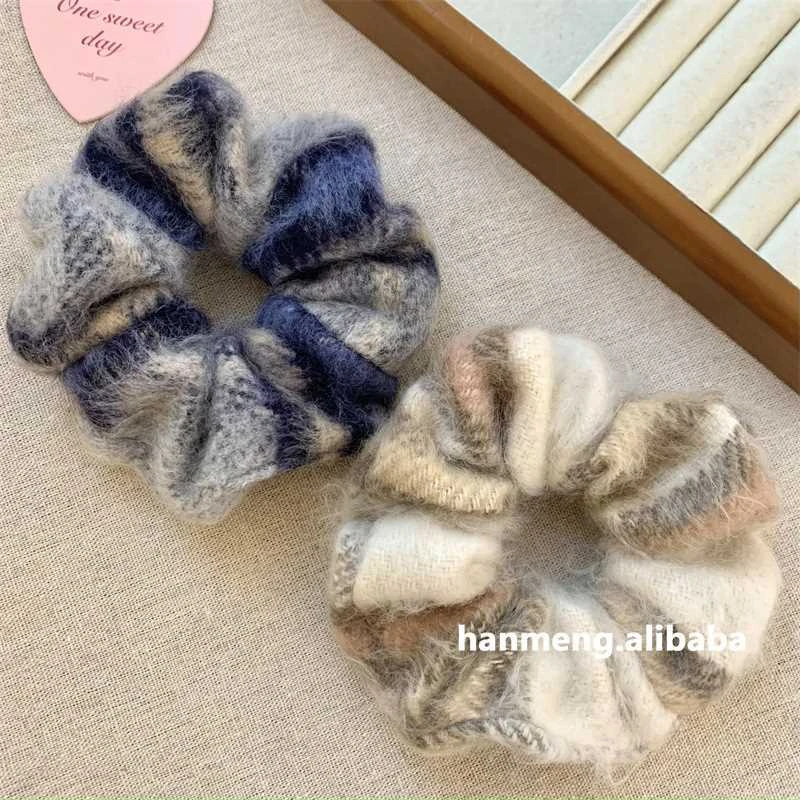 秋冬温柔软糯大号毛绒发圈温暖可爱甜美低马尾扎发头绳丸子头发饰