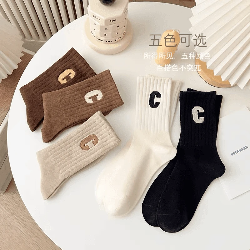 【新款】秋冬袜子女新款百搭中筒袜潮流棉袜女士中筒袜爆款2024-SF