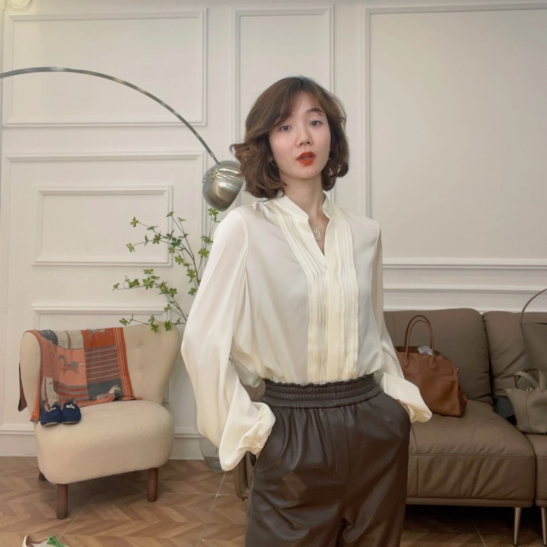 ‘’戴安娜王妃同款‘’真丝衬衫I625
