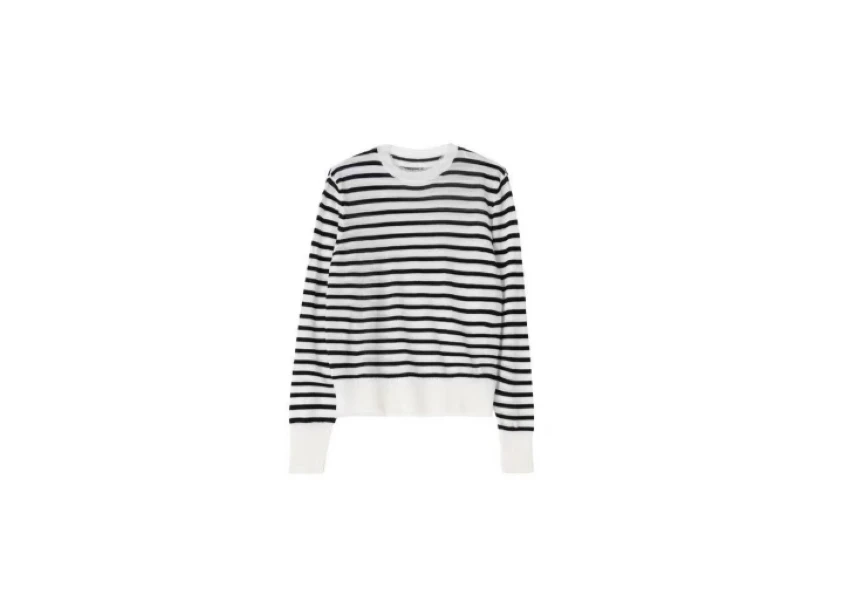 经典条纹软糯羊毛打底T恤I4208