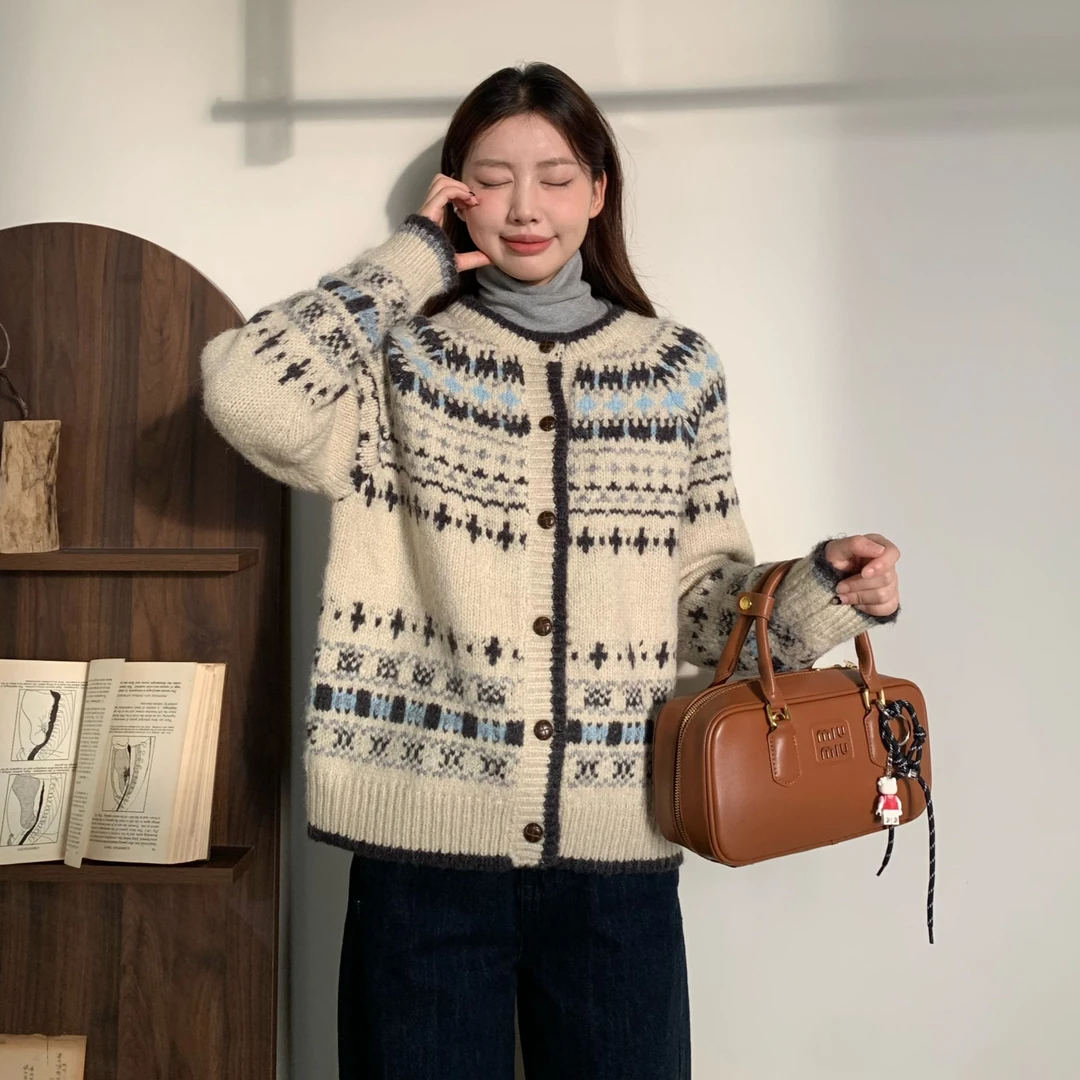 小羊【费尔岛毛衣】秋冬设计感针织毛衣【4923】
