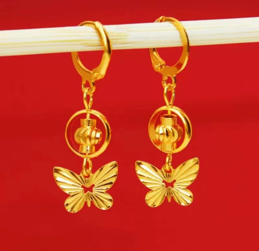 铜合金耳饰 铜合金耳饰《蝴蝶耳扣》4厘米精美百搭耳环