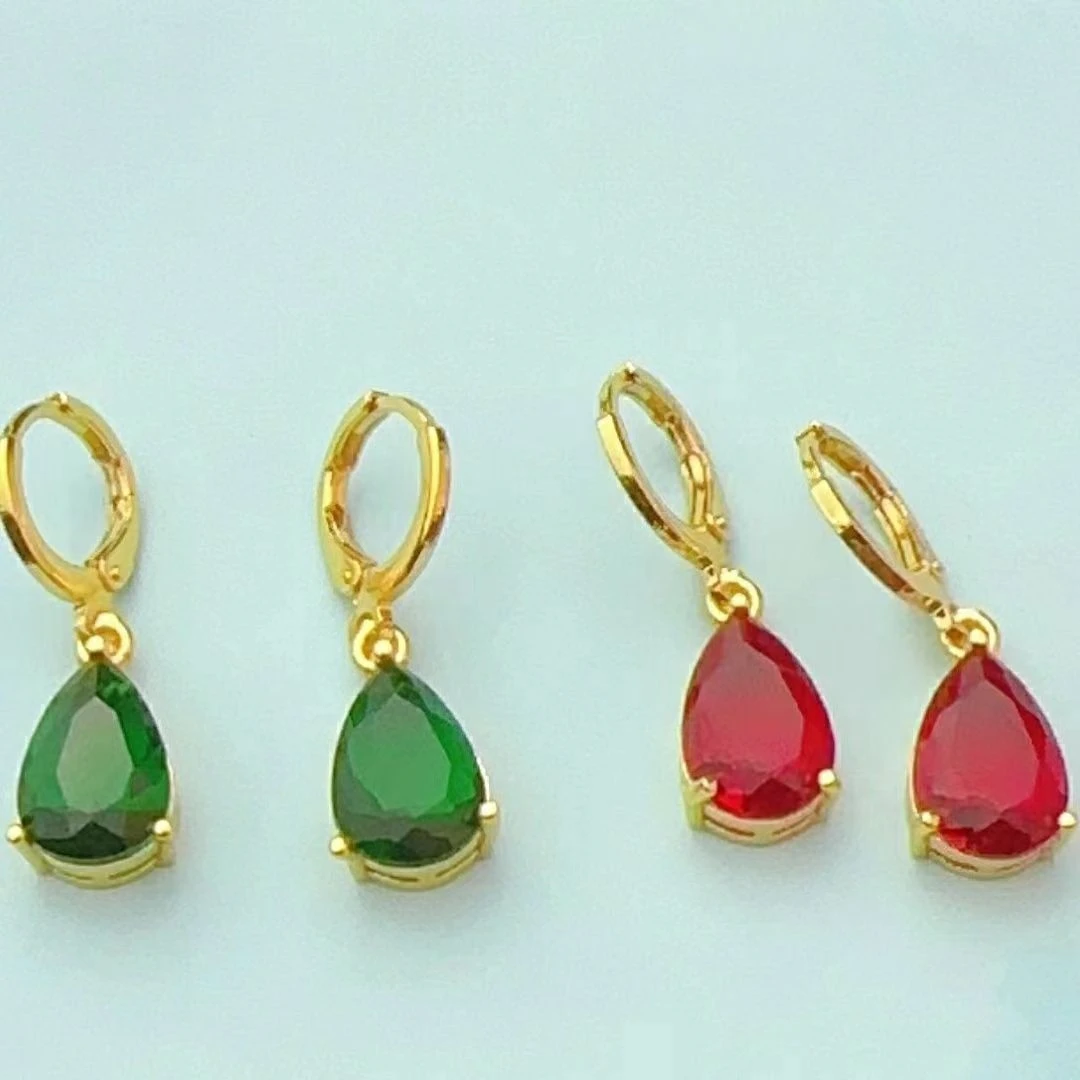 铜合金锆石耳饰 精美时尚【水滴耳扣】女款经典气质百搭首饰品