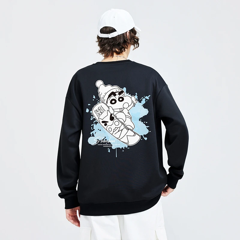 【蜡笔小新】秋冬新款长袖宽松慵懒风时尚百搭圆领卫衣男女款百搭