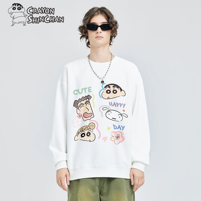 蜡笔小新圆领套头卡通宽松印花卫衣长袖休闲百搭时尚体恤