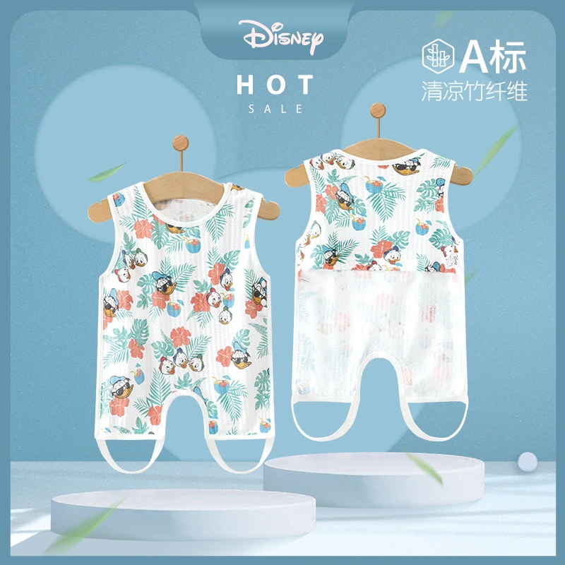 Disney/迪士尼婴儿肚兜竹纤维夏装新生儿衣服夏季无袖护肚透气