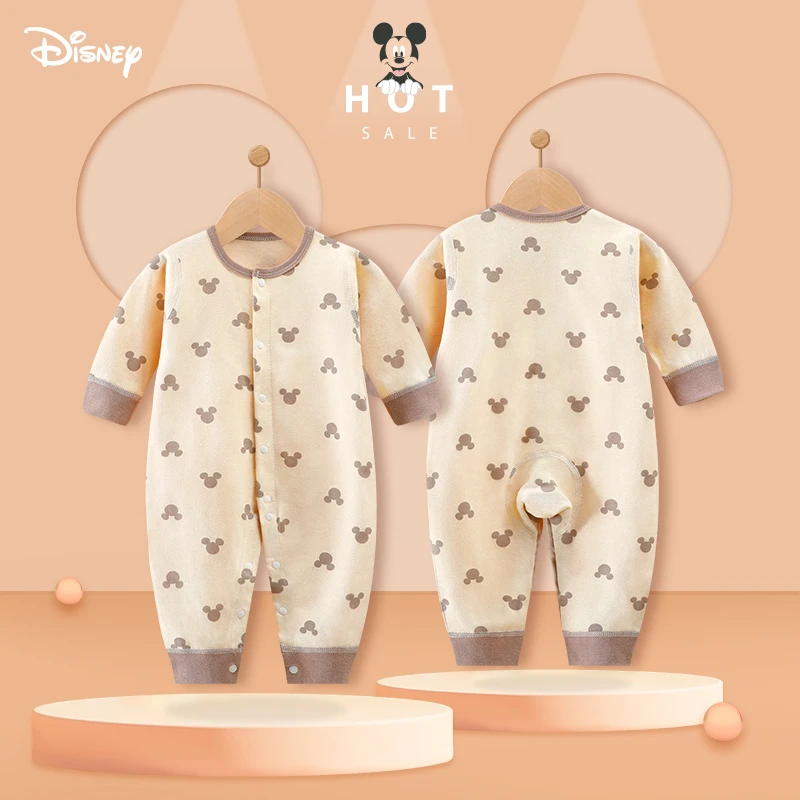 Disney/迪士尼婴儿连体衣春秋装纯棉新生衣服宝宝秋冬季哈衣爬服