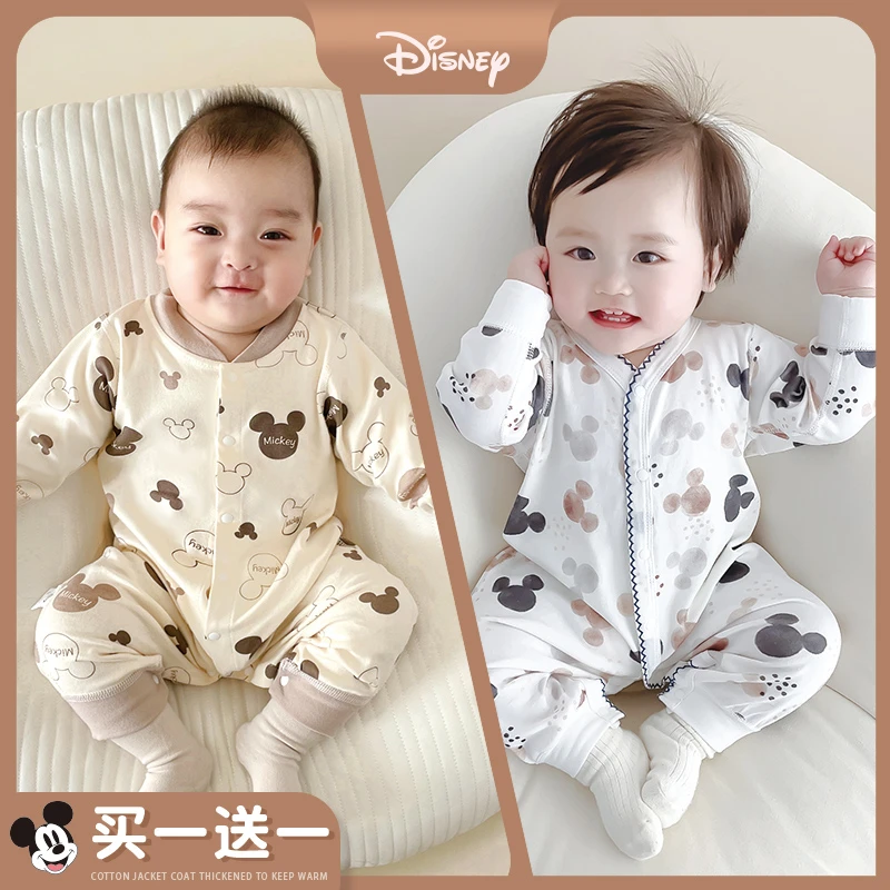 Disney/迪士尼婴儿连体衣纯棉新生春秋装衣服宝宝四季款哈衣爬服