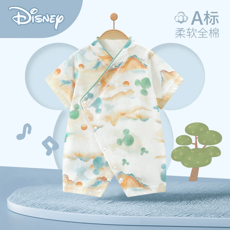 Disney/迪士尼婴儿连体衣纯棉新生夏装衣服宝宝夏季款哈衣爬服