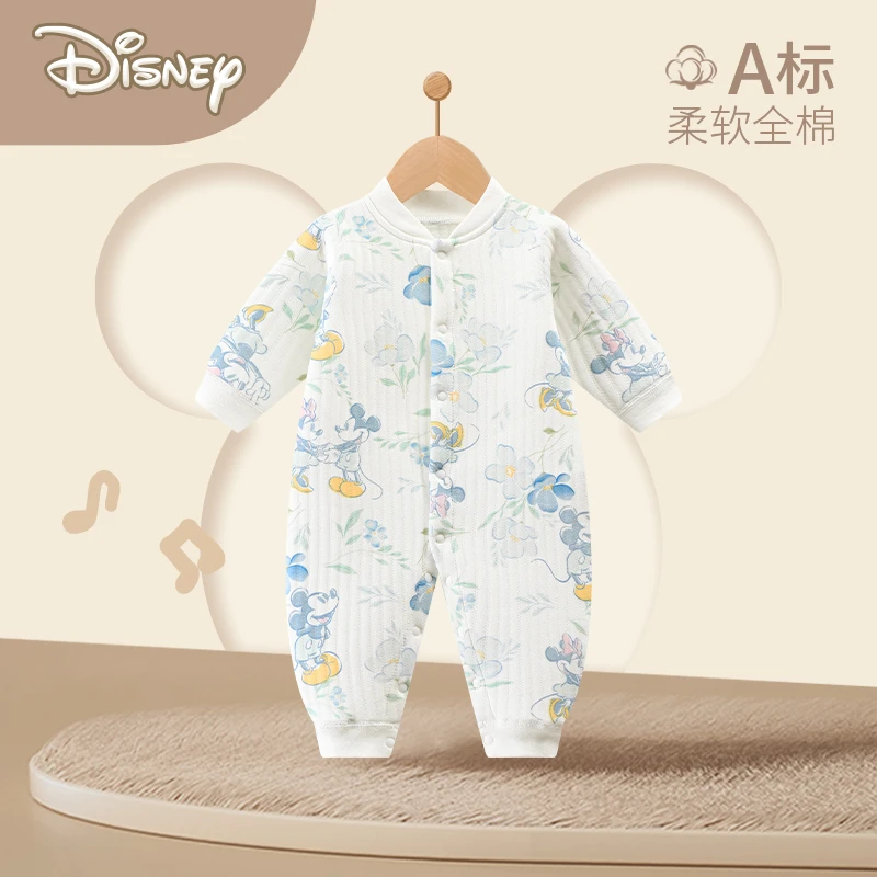 Disney/迪士尼婴儿连体秋冬装纯棉初生宝宝秋冬夹棉冬季保暖哈衣