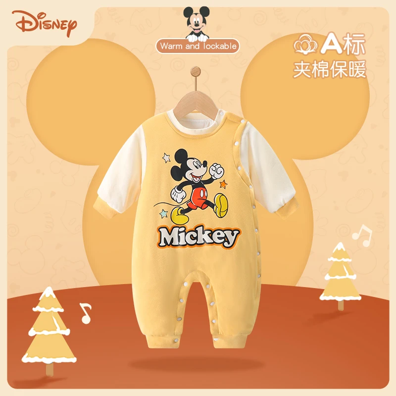 Disney/迪士尼婴儿棉衣加厚保暖夹棉连体衣服冬季装初生宝宝棉服