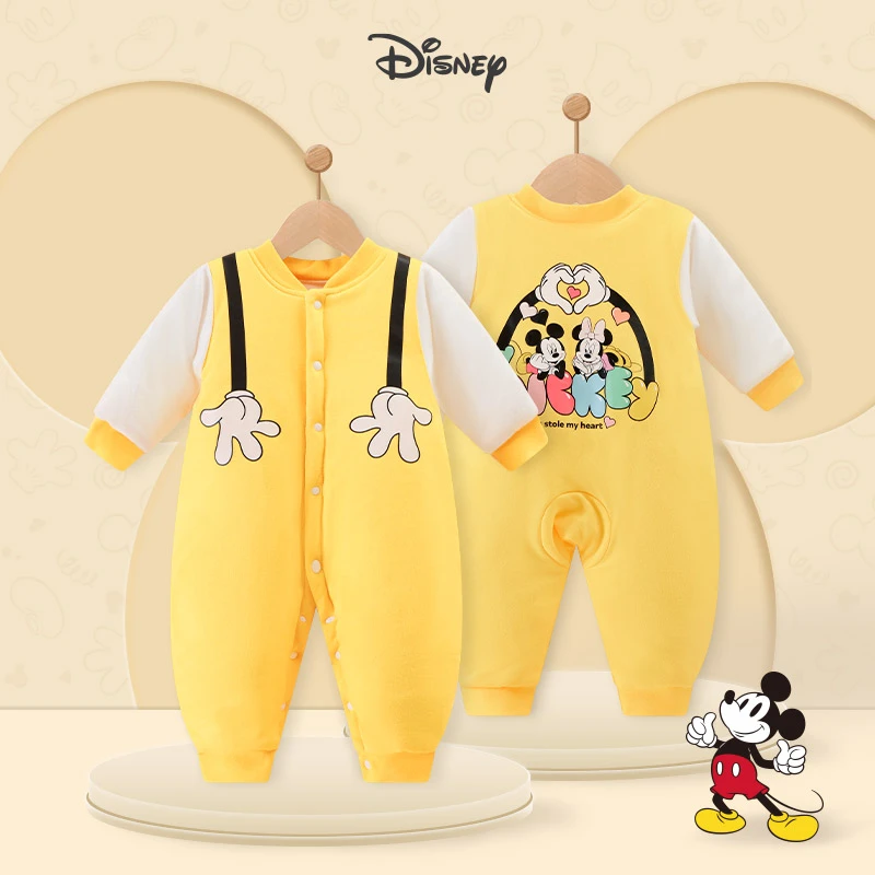 Disney/迪士尼婴儿冬季连体衣加厚保暖衣服夹棉袄初生宝棉服纯棉