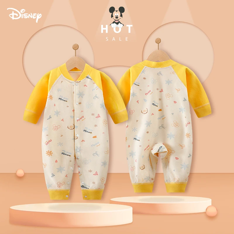 Disney/迪士尼新生婴儿连体衣服春秋装哈衣纯棉爬服长袖超洋气