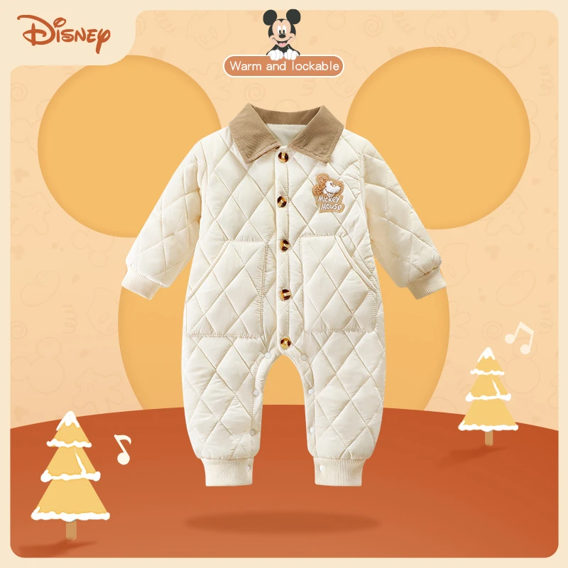 Disney/迪士尼婴儿棉衣加厚保暖连体衣服冬季装初生宝宝外出棉服